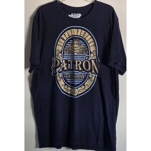 Patron Tequila Graphic T Shirt Mens XXL Navy Bar Bartender Logo Tee